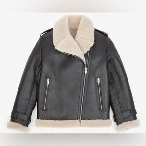 The Kooples shearling moto jacket.Women’s french  sz 2. Small- medium. NWT